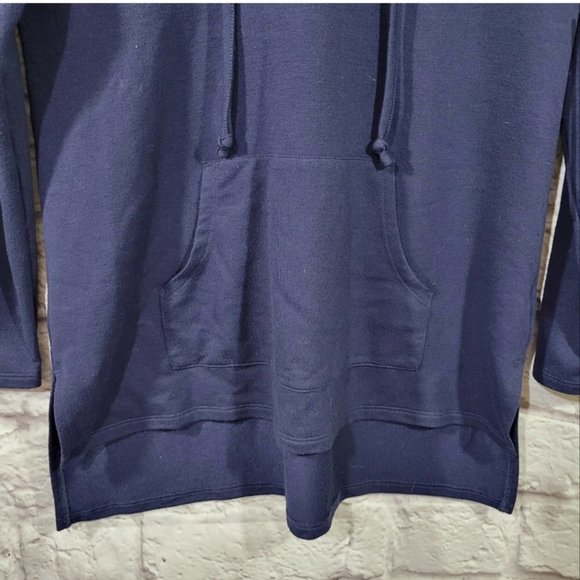 Soft Surroundings Navy Blue Hi Low Hem Hooded Pullover Sweater XSmall Petite - Picture 5 of 13